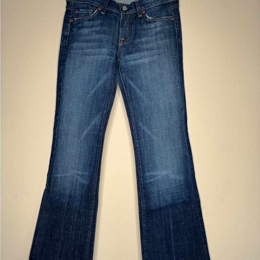 7 For All Mankind Blue Flare Wide Leg Jeans